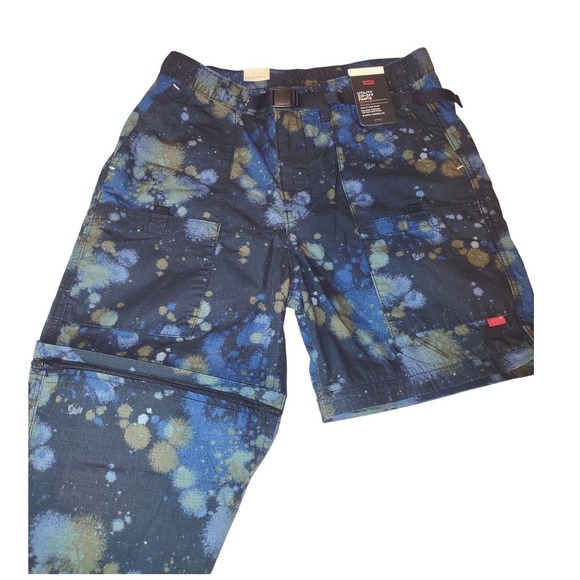 Levis Utility Ripstop Zip-Off Convertible Pants Men's Medium Paint Print Belted - Picture 3 of 12